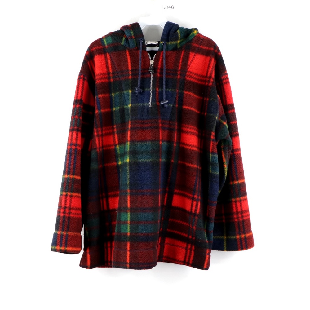 Vintage Streetwear Multi-Color Plaid Fleece Hoodie